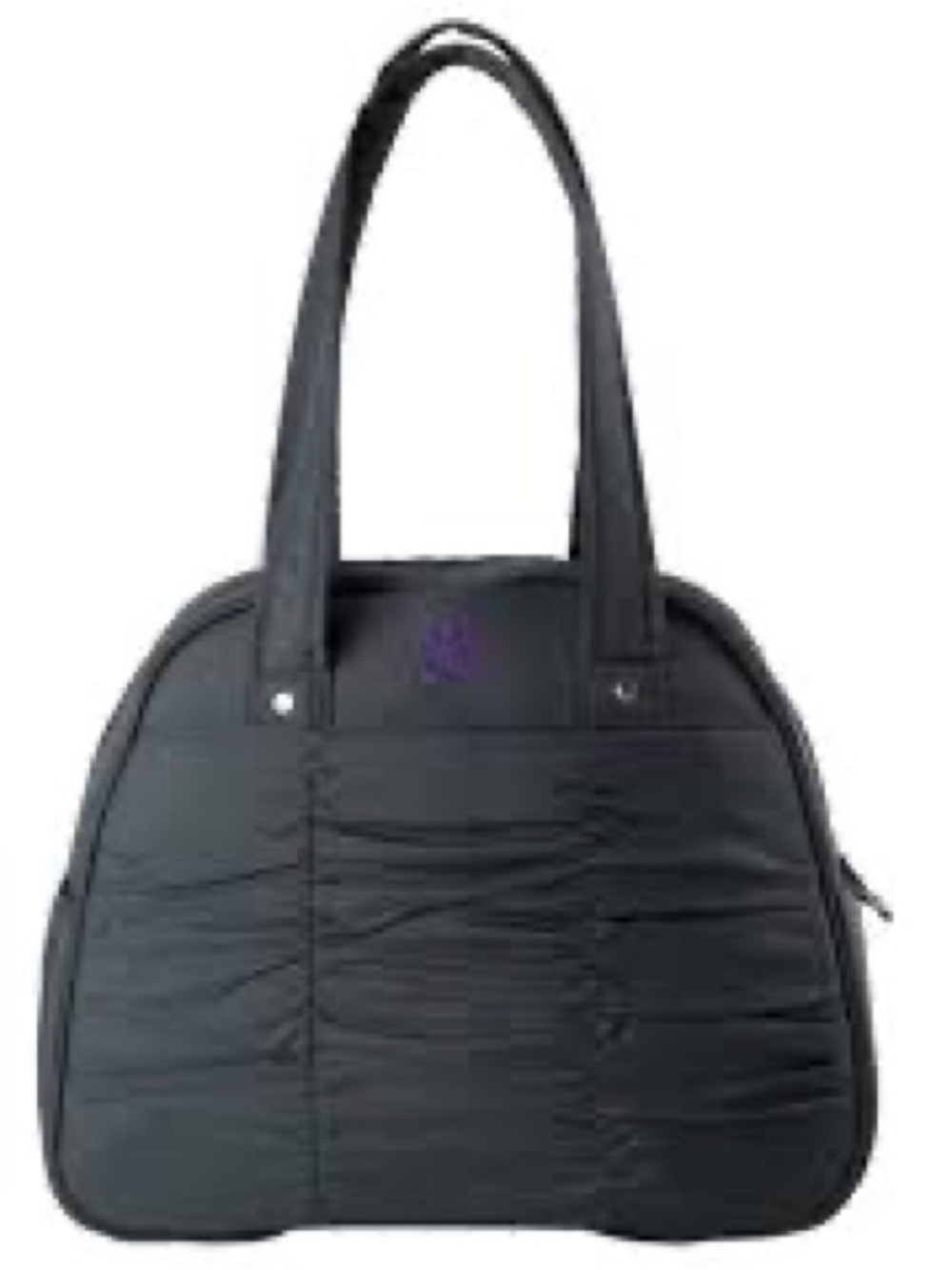 Women's Quilted Dark Gray Shoulder Bag with Purple Accent